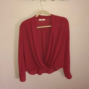 Dusty rose open front blouse